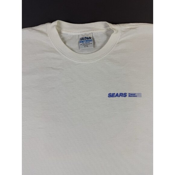 Rare Vintage 90s Sears Travel Service Promo Shirt White XL Earth Art Painting - Picture 4 of 9